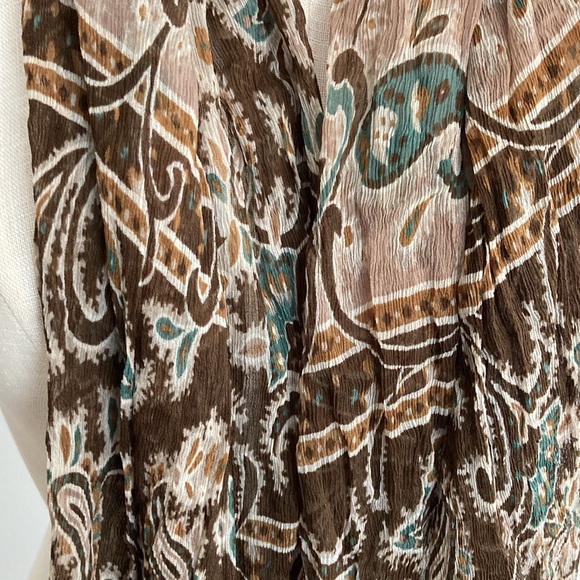 NEW Ann Taylor Brown Aqua Print Scarf - Picture 4 of 4